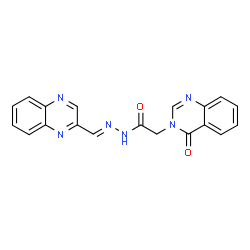 ChemSpider 2D Image | 2-(4-Oxo-3(4H)-quinazolinyl)-N'-[(E)-2-quinoxalinylmethylene]acetohydrazide | C19H14N6O2