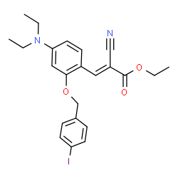 ChemSpider 2D Image | Ethyl (2E)-2-cyano-3-{4-(diethylamino)-2-[(4-iodobenzyl)oxy]phenyl}acrylate | C23H25IN2O3