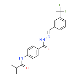 ChemSpider 2D Image | 2-Methyl-N-[4-({(2E)-2-[3-(trifluoromethyl)benzylidene]hydrazino}carbonyl)phenyl]propanamide | C19H18F3N3O2