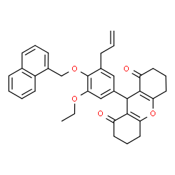ChemSpider 2D Image | 9-[3-Allyl-5-ethoxy-4-(1-naphthylmethoxy)phenyl]-3,4,5,6,7,9-hexahydro-1H-xanthene-1,8(2H)-dione | C35H34O5