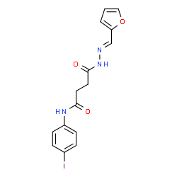 ChemSpider 2D Image | 4-[(2E)-2-(2-Furylmethylene)hydrazino]-N-(4-iodophenyl)-4-oxobutanamide | C15H14IN3O3