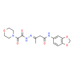 ChemSpider 2D Image | (3E)-N-(1,3-Benzodioxol-5-yl)-3-{[4-morpholinyl(oxo)acetyl]hydrazono}butanamide | C17H20N4O6