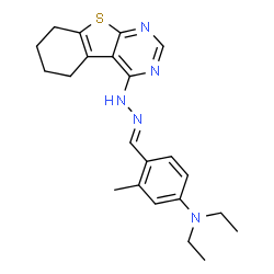 ChemSpider 2D Image | N,N-Diethyl-3-methyl-4-[(E)-(5,6,7,8-tetrahydro[1]benzothieno[2,3-d]pyrimidin-4-ylhydrazono)methyl]aniline | C22H27N5S