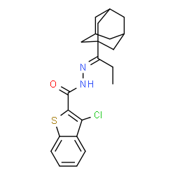 ChemSpider 2D Image | N'-[(1E)-1-(Adamantan-1-yl)propylidene]-3-chloro-1-benzothiophene-2-carbohydrazide | C22H25ClN2OS