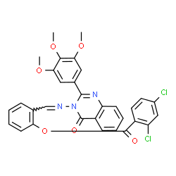 ChemSpider 2D Image | 2-({[4-Oxo-2-(3,4,5-trimethoxyphenyl)-3(4H)-quinazolinyl]imino}methyl)phenyl 2,4-dichlorobenzoate | C31H23Cl2N3O6