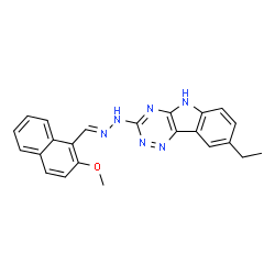 ChemSpider 2D Image | 8-Ethyl-3-{(2E)-2-[(2-methoxy-1-naphthyl)methylene]hydrazino}-5H-[1,2,4]triazino[5,6-b]indole | C23H20N6O