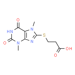 ChemSpider 2D Image | 3-[(3,7-Dimethyl-2,6-dioxo-2,3,6,7-tetrahydro-1H-purin-8-yl)sulfanyl]propanoic acid | C10H12N4O4S