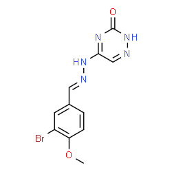 ChemSpider 2D Image | 5-[(2E)-2-(3-Bromo-4-methoxybenzylidene)hydrazino]-1,2,4-triazin-3(2H)-one | C11H10BrN5O2