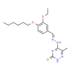 ChemSpider 2D Image | 5-{(2E)-2-[3-Ethoxy-4-(hexyloxy)benzylidene]hydrazino}-6-methyl-1,2,4-triazin-3(2H)-one | C19H27N5O3