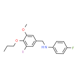 ChemSpider 2D Image | 4-Fluoro-N-(3-iodo-5-methoxy-4-propoxybenzyl)aniline | C17H19FINO2