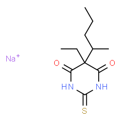 ChemSpider 2D Image | 5-Ethyl-5-(1-methylbutyl)-2-thiobarbituric acid monosodium | C11H18N2NaO2S