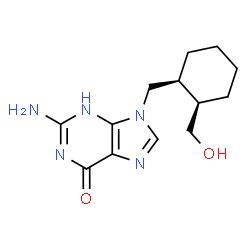 ChemSpider 2D Image | 2-Amino-9-{[(1S,2R)-2-(hydroxymethyl)cyclohexyl]methyl}-3,9-dihydro-6H-purin-6-one | C13H19N5O2