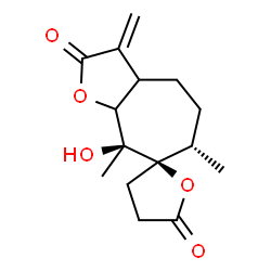 ChemSpider 2D Image | (6S,7R,8S)-8-Hydroxy-6,8-dimethyl-3-methylenehexahydro-3'H-spiro[cyclohepta[b]furan-7,2'-furan]-2,5'(3H,4'H)-dione | C15H20O5