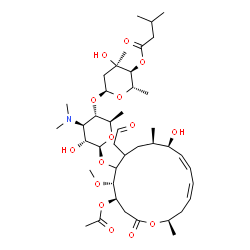 ChemSpider 2D Image | (2S,3S,4R,6S)-6-{[(2R,3S,4R,5R,6S)-6-{[(4R,5S,9R,10R,11Z,13Z,16R)-4-Acetoxy-10-hydroxy-5-methoxy-9,16-dimethyl-2-oxo-7-(2-oxoethyl)oxacyclohexadeca-11,13-dien-6-yl]oxy}-4-(dimethylamino)-5-hydroxy-2-m
ethyltetrahydro-2H-pyran-3-yl]oxy}-4-hydroxy-2,4-dimethyltetrahydro-2H-pyran-3-yl 3-methylbutanoate (non-preferred name) | C42H69NO15