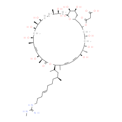 ChemSpider 2D Image | 3-Oxo-3-({(1R,5R,7S,8S,9S,10Z,12Z,15R,18S,19S,22R,23S,25R,26S,27S,30R,31S,33R,34S,35S)-5,7,9,19,23,25,27,31,33,34,35-undecahydroxy-8,14,18,22,26,30-hexamethyl-15-[(2S,4S,8E)-4-methyl-12-(N'-methylcarb
amimidamido)-8-dodecen-2-yl]-17-oxo-16,37-dioxabicyclo[31.3.1]heptatriaconta-10,12,20-trien-3-yl}oxy)propanoic acid | C59H103N3O18