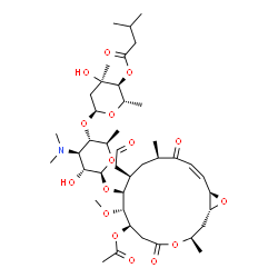 ChemSpider 2D Image | (2S,3S,4R,6S)-6-{[(2R,3S,4R,5R,6S)-6-{[(1R,3R,7R,8S,9S,10R,12R,14Z,16R)-7-Acetoxy-8-methoxy-3,12-dimethyl-5,13-dioxo-10-(2-oxoethyl)-4,17-dioxabicyclo[14.1.0]heptadec-14-en-9-yl]oxy}-4-(dimethylamino)
-5-hydroxy-2-methyltetrahydro-2H-pyran-3-yl]oxy}-4-hydroxy-2,4-dimethyltetrahydro-2H-pyran-3-yl 3-methylbutanoate (non-preferred name) | C42H67NO16