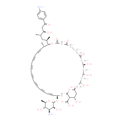 ChemSpider 2D Image | (1R,7S,17S,18S,19Z,33R,35R,36S,37S)-33-[(3-Amino-3,6-dideoxy-alpha-D-mannopyranosyl)oxy]-17-[(2R,4S,5R)-7-(4-aminophenyl)-5-hydroxy-4-methyl-7-oxo-2-heptanyl]-1,3,5,7,37-pentahydroxy-18-methyl-9,13,15
-trioxo-16,39-dioxabicyclo[33.3.1]nonatriaconta-19,21,23,25,27,29,31-heptaene-36-carboxylic acid | C59H84N2O18