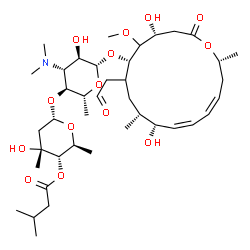 ChemSpider 2D Image | (2S,3S,4R,6S)-6-{[(2R,3S,4R,5R,6S)-6-{[(4R,6S,9R,10R,11Z,13Z,16R)-4,10-Dihydroxy-5-methoxy-9,16-dimethyl-2-oxo-7-(2-oxoethyl)oxacyclohexadeca-11,13-dien-6-yl]oxy}-4-(dimethylamino)-5-hydroxy-2-methylt
etrahydro-2H-pyran-3-yl]oxy}-4-hydroxy-2,4-dimethyltetrahydro-2H-pyran-3-yl 3-methylbutanoate (non-preferred name) | C40H67NO14