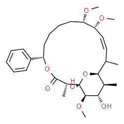 ChemSpider 2D Image | (1R,2S,5S,10S,11R,12Z,15S,16S,17S,18R)-1,17-Dihydroxy-10,11,18-trimethoxy-2,14,16-trimethyl-5-phenyl-4,19-dioxabicyclo[13.3.1]nonadec-12-en-3-one (non-preferred name) | C29H44O8