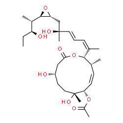 ChemSpider 2D Image | (1R)-4-C-{(1E,3Z)-4-[(2S,3R,4Z,6S,7R,10S)-6-Acetoxy-7,10-dihydroxy-3,7-dimethyl-12-oxooxacyclododec-4-en-2-yl]-1,3-pentadien-1-yl}-1,2-anhydro-3,5-dideoxy-1-[(2S,3S)-3-hydroxy-2-pentanyl]-L-threo-pent
itol | C30H48O9