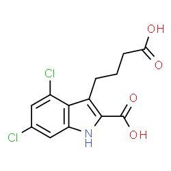 ChemSpider 2D Image | 3-(3-Carboxypropyl)-4,6-dichloro-1H-indole-2-carboxylic acid | C13H11Cl2NO4