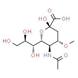 ChemSpider 2D Image | (6R)-5-Acetamido-3,5-dideoxy-4-O-methyl-6-[(1R,2R)-1,2,3-trihydroxypropyl]-alpha-L-threo-hex-2-ulopyranosonic acid | C12H21NO9