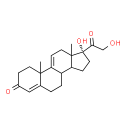 ChemSpider 2D Image | (8xi,10xi,13xi,14xi)-17,21-Dihydroxypregna-4,9(11)-diene-3,20-dione | C21H28O4