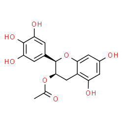 ChemSpider 2D Image | (2R,3R)-5,7-Dihydroxy-2-(3,4,5-trihydroxyphenyl)-3,4-dihydro-2H-chromen-3-yl acetate | C17H16O8