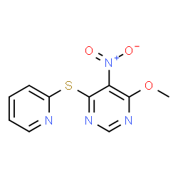 ChemSpider 2D Image | 4-Methoxy-5-nitro-6-(2-pyridinylsulfanyl)pyrimidine | C10H8N4O3S