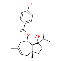 ChemSpider 2D Image | (3aS,4S,8aR)-3-Hydroxy-3-isopropyl-6,8a-dimethyl-1,2,3,3a,4,5,8,8a-octahydro-4-azulenyl 4-hydroxybenzoate | C22H30O4