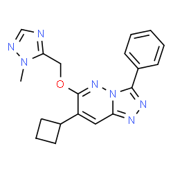 ChemSpider 2D Image | 7-Cyclobutyl-6-[(1-methyl-1H-1,2,4-triazol-5-yl)methoxy]-3-phenyl[1,2,4]triazolo[4,3-b]pyridazine | C19H19N7O