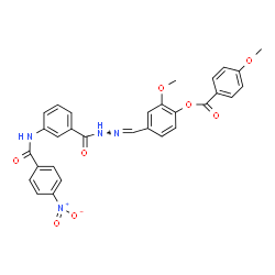 ChemSpider 2D Image | 2-Methoxy-4-[({3-[(4-nitrobenzoyl)amino]benzoyl}hydrazono)methyl]phenyl 4-methoxybenzoate | C30H24N4O8