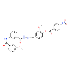 ChemSpider 2D Image | 2-Methoxy-4-[({3-[(3-methoxybenzoyl)amino]benzoyl}hydrazono)methyl]phenyl 4-nitrobenzoate | C30H24N4O8