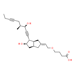 ChemSpider 2D Image | 4-({(2E)-2-[(3aS,4S,5R,6aS)-5-Hydroxy-4-[(3R,4S)-3-hydroxy-4-methyl-1,6-nonadiyn-1-yl]hexahydro-2(1H)-pentalenylidene]ethyl}oxy)butanoic acid | C24H34O5