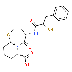 ChemSpider 2D Image | (4S,7S,10aS)-5-Oxo-4-[(3-phenyl-2-sulfanylpropanoyl)amino]octahydro-7H-pyrido[2,1-b][1,3]thiazepine-7-carboxylic acid | C19H24N2O4S2