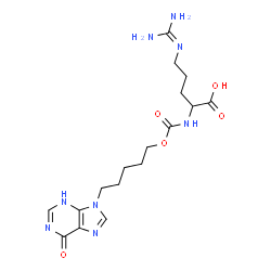 ChemSpider 2D Image | N~5~-(Diaminomethylene)-N~2~-({[5-(6-oxo-3,6-dihydro-9H-purin-9-yl)pentyl]oxy}carbonyl)ornithine | C17H26N8O5