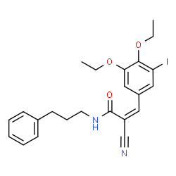 ChemSpider 2D Image | (2Z)-2-Cyano-3-(3,4-diethoxy-5-iodophenyl)-N-(3-phenylpropyl)acrylamide | C23H25IN2O3
