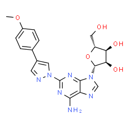 ChemSpider 2D Image | 2-[4-(4-Methoxyphenyl)-1H-pyrazol-1-yl]adenosine | C20H21N7O5
