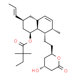 ChemSpider 2D Image | (1S,3S,4aR,7S,8S,8aS)-8-{2-[(2R,4R)-4-Hydroxy-6-oxotetrahydro-2H-pyran-2-yl]ethyl}-7-methyl-3-[(1E)-1-propen-1-yl]-1,2,3,4,4a,7,8,8a-octahydro-1-naphthalenyl 2,2-dimethylbutanoate | C27H42O5