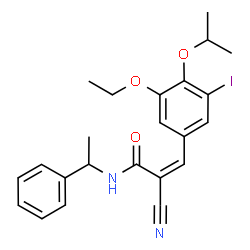 ChemSpider 2D Image | (2Z)-2-Cyano-3-(3-ethoxy-5-iodo-4-isopropoxyphenyl)-N-(1-phenylethyl)acrylamide | C23H25IN2O3