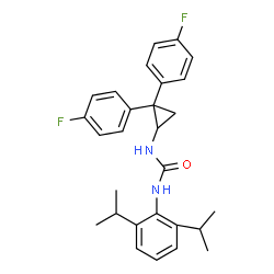 ChemSpider 2D Image | 1-[2,2-Bis(4-fluorophenyl)cyclopropyl]-3-(2,6-diisopropylphenyl)urea | C28H30F2N2O