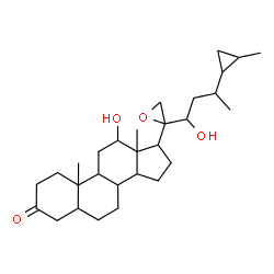 ChemSpider 2D Image | 12-Hydroxy-17-{2-[1-hydroxy-3-(2-methylcyclopropyl)butyl]-2-oxiranyl}-10,13-dimethylhexadecahydro-3H-cyclopenta[a]phenanthren-3-one | C29H46O4
