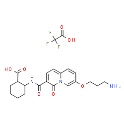 ChemSpider 2D Image | (1S)-2-({[7-(3-Aminopropoxy)-4-oxo-4H-quinolizin-3-yl]carbonyl}amino)cyclohexanecarboxylic acid trifluoroacetate (1:1) | C22H26F3N3O7