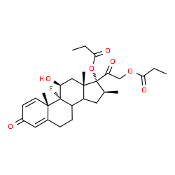 ChemSpider 2D Image | (8xi,11beta,14xi,16beta)-9-Fluoro-11-hydroxy-16-methyl-3,20-dioxopregna-1,4-diene-17,21-diyl dipropanoate | C28H37FO7
