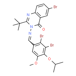 ChemSpider 2D Image | 6-Bromo-3-[(2,3-dibromo-4-isopropoxy-5-methoxybenzylidene)amino]-2-(2-methyl-2-propanyl)-4(3H)-quinazolinone | C23H24Br3N3O3