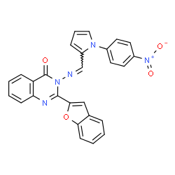 ChemSpider 2D Image | 2-(1-Benzofuran-2-yl)-3-({[1-(4-nitrophenyl)-1H-pyrrol-2-yl]methylene}amino)-4(3H)-quinazolinone | C27H17N5O4