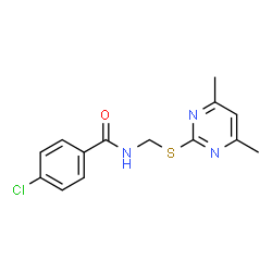 ChemSpider 2D Image | 4-chloro-N-[[(4,6-dimethyl-2-pyrimidinyl)thio]methyl]benzamide | C14H14ClN3OS