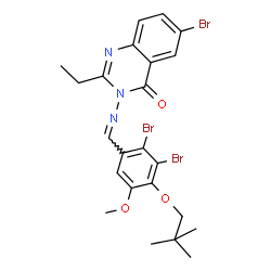ChemSpider 2D Image | 6-Bromo-3-{[2,3-dibromo-4-(2,2-dimethylpropoxy)-5-methoxybenzylidene]amino}-2-ethyl-4(3H)-quinazolinone | C23H24Br3N3O3