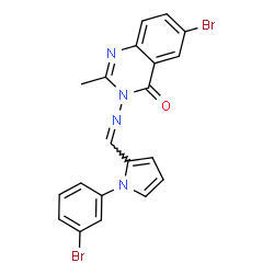 ChemSpider 2D Image | 6-Bromo-3-({[1-(3-bromophenyl)-1H-pyrrol-2-yl]methylene}amino)-2-methyl-4(3H)-quinazolinone | C20H14Br2N4O
