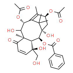 ChemSpider 2D Image | (2alpha,10beta,13alpha)-10,13-Diacetoxy-1,4,9,20-tetrahydroxy-7-oxotaxa-5,11-dien-2-yl benzoate | C31H38O11